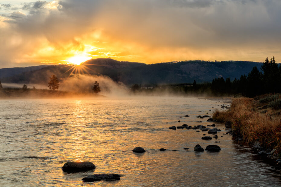Madison River, Starburst, Sunrise, Yellowstone National Park